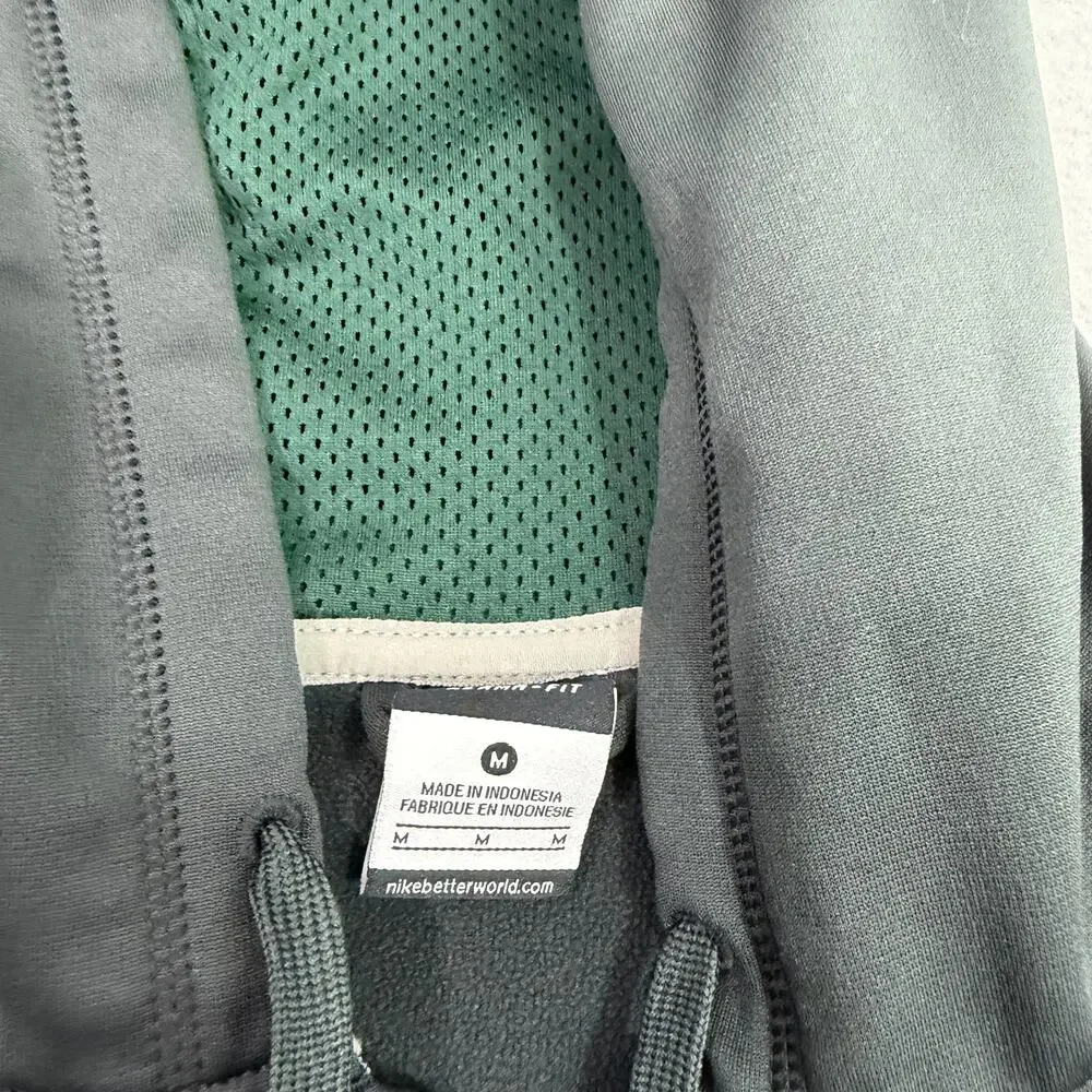 Nike Michigan State Spartans Hoodie Medium Gray Green Full Zip Sweatshirt MSU